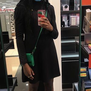 Long Sleeve Turtleneck Ribbed Slim Fit Dress